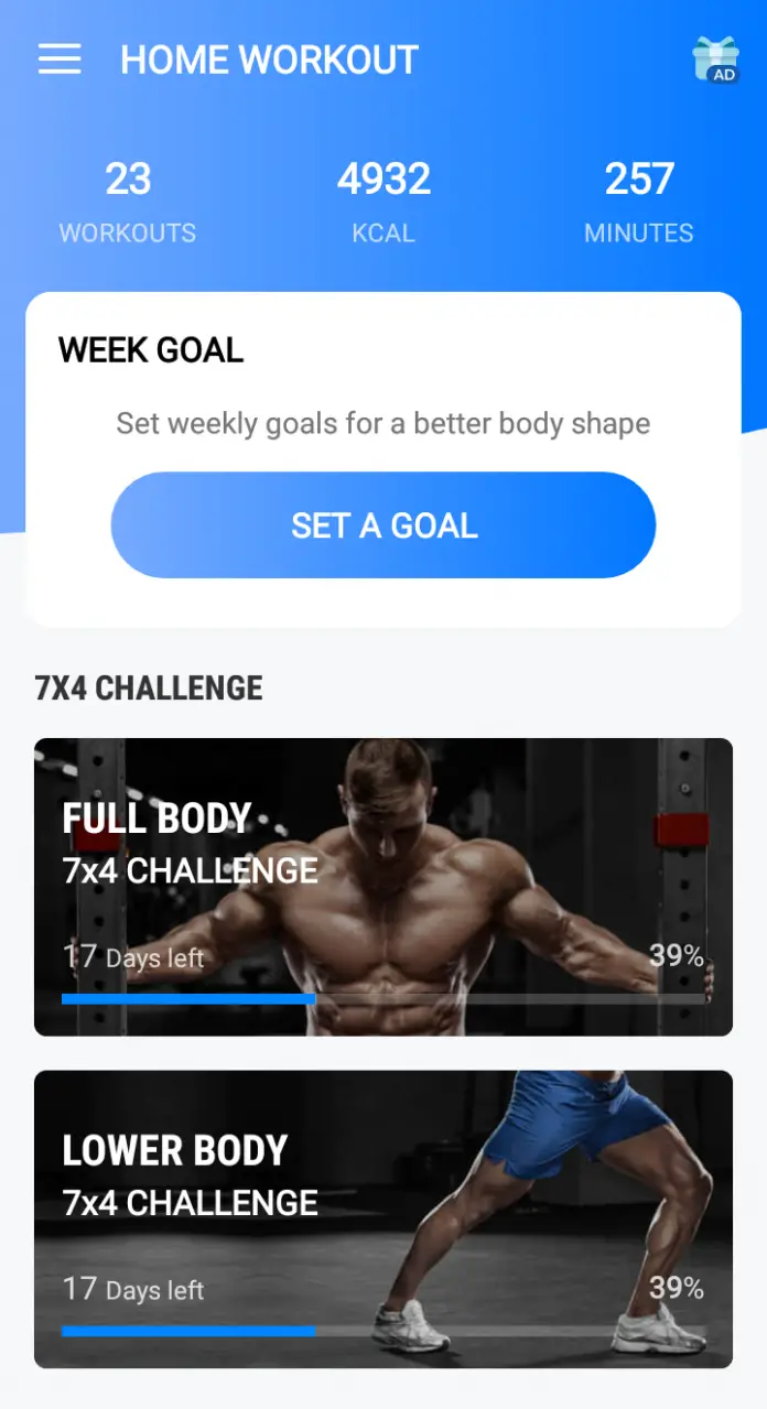 Home workouts app