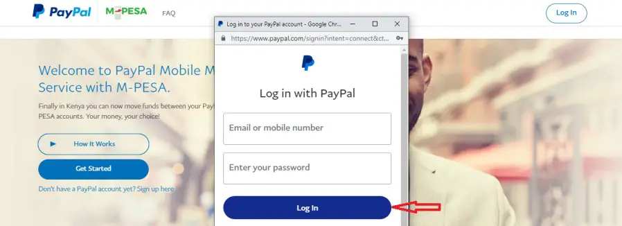 PayPal-MPESA login details
