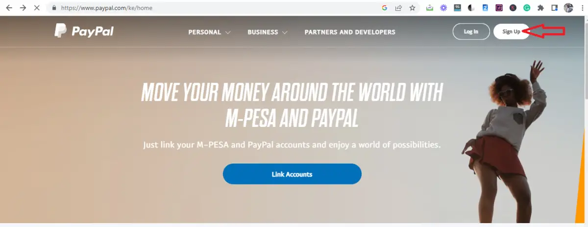 PayPal Kenya homepage
