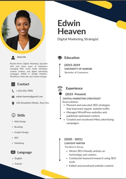 resume created using Canva