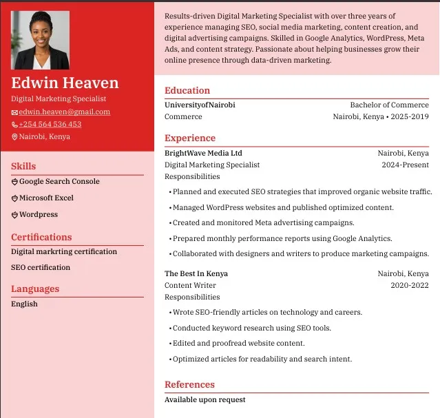 resume made by reactive resume-Best free resume builders