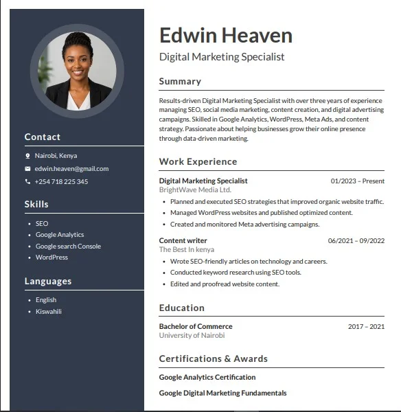 resume made using Duckresume