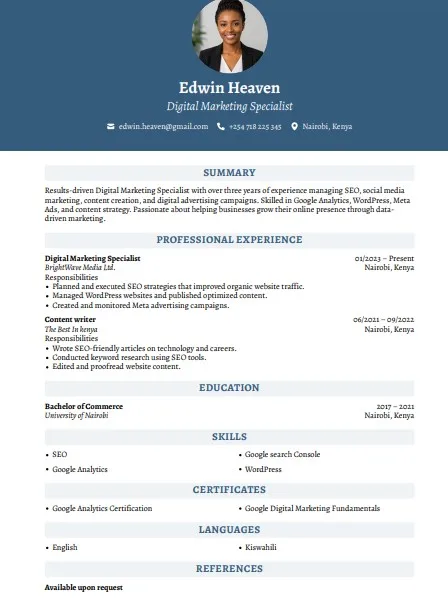 resume made using FlowCV-Best free resume builders